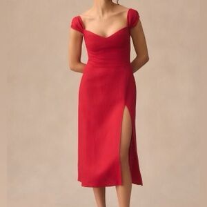 The Bridgton off-the-shoulder midi dress with puffed sleeves